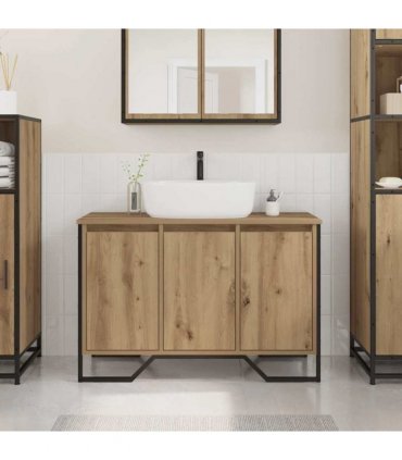 vidaXL Bathroom Sink Cabinet with Storage Artisan Oak 91 x 35 x 60 cm