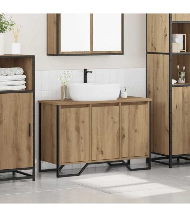 vidaXL Bathroom Sink Cabinet with Storage Artisan Oak 91 x 35 x 60 cm