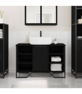 vidaXL Bathroom Sink Cabinet Black Oak 91 x 35 x 60 cm Engineered wood — V0672050773