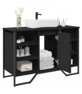 vidaXL Bathroom Sink Cabinet Black 91x35x60 cm Engineered Wood
