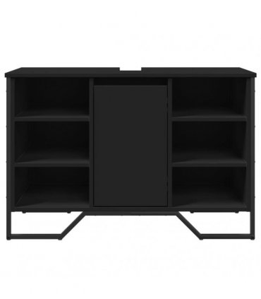 vidaXL Bathroom Sink Cabinet Black 91x35x60 cm Engineered Wood