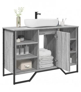 vidaXL Bathroom Sink Cabinet Grey Sonoma 91x35x60 cm Engineered Wood — V0672050778