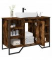 vidaXL Bathroom Sink Cabinet Smoked Oak 91x35x60 cm Engineered Wood — V0672050780