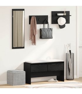 vidaXL Hallway Furniture Set 4 pcs Black Oak Engineered Wood — Colour: Old wood