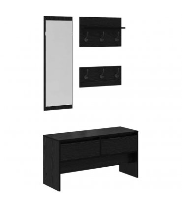 vidaXL Hallway Furniture Set 4 pcs Black Oak Engineered Wood — Colour: Old wood