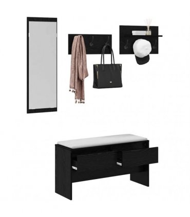 vidaXL Hallway Furniture Set 4 pcs Black Oak Engineered Wood — Colour: Old wood