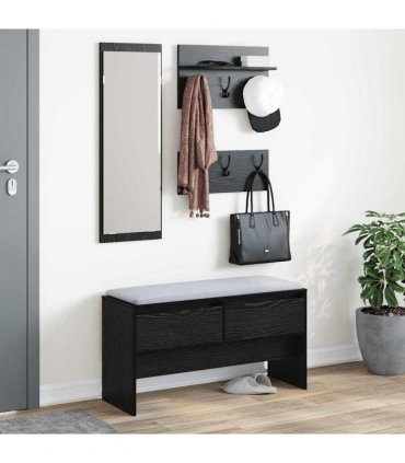 vidaXL Hallway Furniture Set 4 pcs Black Oak Engineered Wood — Colour: Old wood