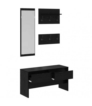 vidaXL Hallway Furniture Set 4 pcs Black Oak Engineered Wood — Colour: Old wood