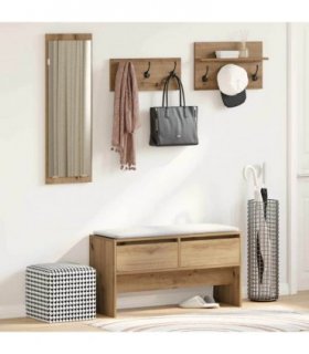 vidaXL Hallway Furniture Set 4 pcs Artisian Oak Engineered Wood — Colour: Black oak