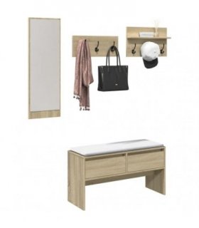 vidaXL 4 Piece Hallway Furniture Set Sonoma Oak Engineered Wood