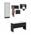 vidaXL 4 Piece Hallway Furniture Set Black Engineered Wood