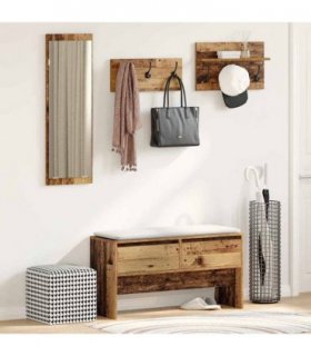 vidaXL Hallway Furniture Set with Shelf 4 pcs Old Wood Engineered Wood — Colour: Artisan oak