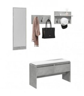 vidaXL 4 Piece Hallway Furniture Set Concrete Grey Engineered Wood