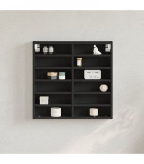 vidaXL Vitrine Cabinet Black 60x8.5x58 cm Engineered Wood — Size: 60 x 8.5 x 58 cm