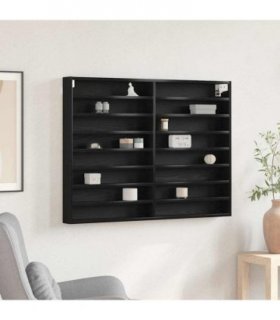 vidaXL Display Cabinet Black Oak 100 x 8.5 x 75 cm Engineered Wood
