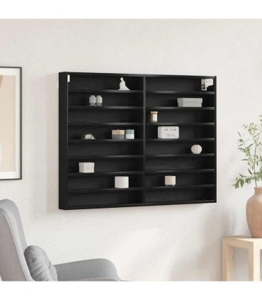 vidaXL Display Cabinet Black Oak 100 x 8.5 x 75 cm Engineered Wood