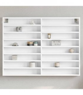 vidaXL Vitrine Cabinet White 100x8.5x75 cm Engineered Wood — Size: 100 x 8.5 x 75 cm