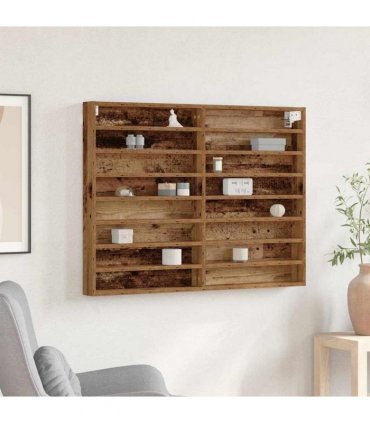 vidaXL Display Cabinet Old Wood 100 x 8.5 x 75 cm Engineered Wood