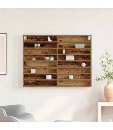 vidaXL Display Cabinet Old Wood 100 x 8.5 x 75 cm Engineered Wood