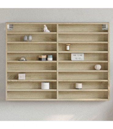 vidaXL Vitrine Cabinet Sonoma Oak 100x8.5x75 cm Engineered Wood — Size: 100 x 8.5 x 75 cm