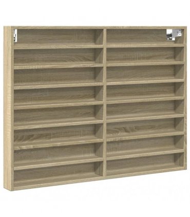 vidaXL Vitrine Cabinet Sonoma Oak 100x8.5x75 cm Engineered Wood — Size: 100 x 8.5 x 75 cm