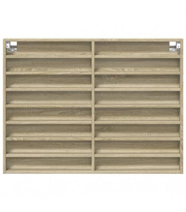 vidaXL Vitrine Cabinet Sonoma Oak 100x8.5x75 cm Engineered Wood — Size: 100 x 8.5 x 75 cm