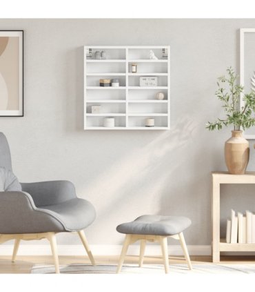 vidaXL Vitrine Cabinet White 60x8.5x58 cm Engineered Wood — Size: 60 x 8.5 x 58 cm