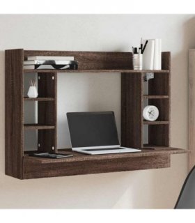 vidaXL Wall-Mounted Desk Brown Oak 105x48x75 cm Engineered Wood
