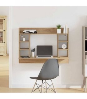 vidaXL Wall-Mounted Desk Artisan oak Engineered wood 105 x 48 x 75 cm — Colour: Black oak
