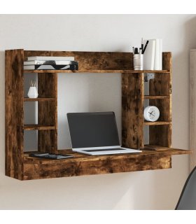 vidaXL Wall-Mounted Desk Smoked Oak 105x48x75 cm Engineered Wood