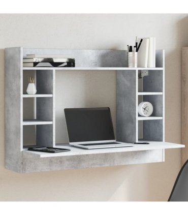 vidaXL Wall-Mounted Desk Concrete Grey 105x48x75 cm Engineered Wood