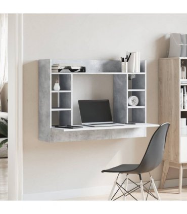 vidaXL Wall-Mounted Desk Concrete Grey 105x48x75 cm Engineered Wood