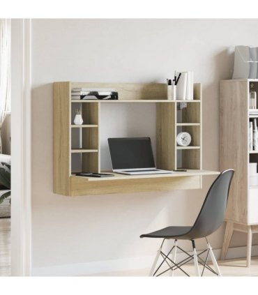 vidaXL Wall-Mounted Desk Sonoma Oak 105x48x75 cm Engineered Wood