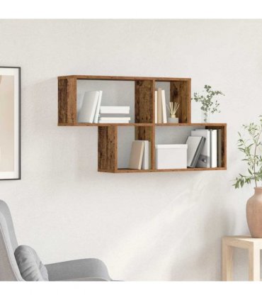 vidaXL Wall Shelf with Shelf Wall-mounted Brown Engineered Wood — Colour: Old wood