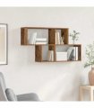 vidaXL Wall Shelf with Shelf Wall-mounted Brown Engineered Wood — Colour: Old wood