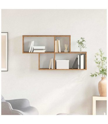 vidaXL Wall Shelf with Shelf Wall-mounted Brown Engineered Wood — Colour: Old wood