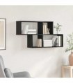 vidaXL Wall Shelf with Shelf Wall-mounted Black Engineered Wood — Colour: Black oak