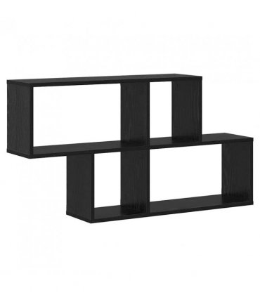vidaXL Wall Shelf with Shelf Wall-mounted Black Engineered Wood — Colour: Black oak