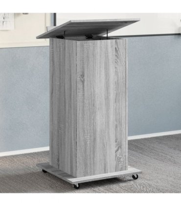 vidaXL Lectern with Wheels & Drawer Grey Sonoma 55x55x107 cm Engineered Wood