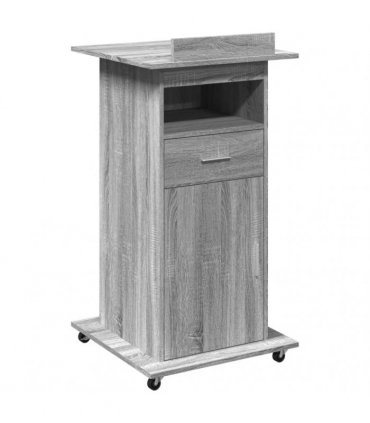 vidaXL Lectern with Wheels & Drawer Grey Sonoma 55x55x107 cm Engineered Wood