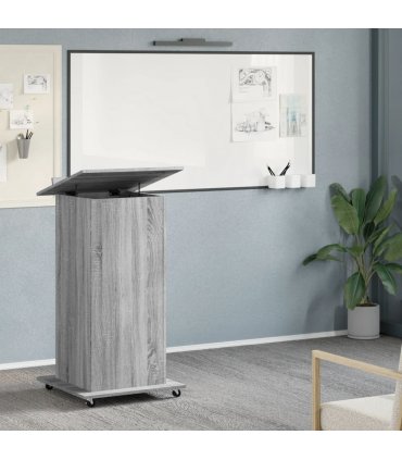 vidaXL Lectern with Wheels & Drawer Grey Sonoma 55x55x107 cm Engineered Wood
