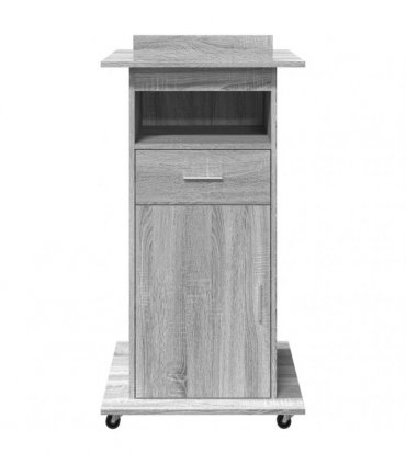 vidaXL Lectern with Wheels & Drawer Grey Sonoma 55x55x107 cm Engineered Wood