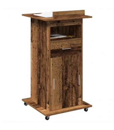 vidaXL Podium with Drawer Old Wood 55 x 55 x 107 cm Engineered Wood
