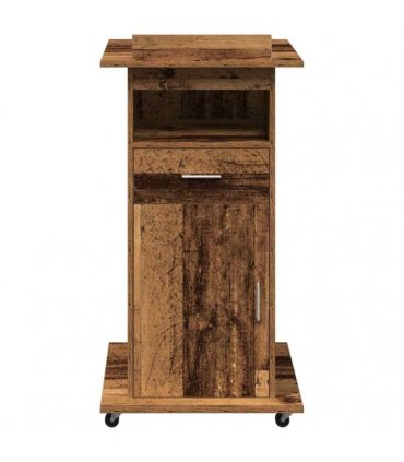 vidaXL Podium with Drawer Old Wood 55 x 55 x 107 cm Engineered Wood