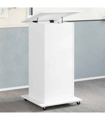 vidaXL Lectern with Wheels & Drawer White 55x55x107 cm Engineered Wood