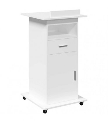 vidaXL Lectern with Wheels & Drawer White 55x55x107 cm Engineered Wood