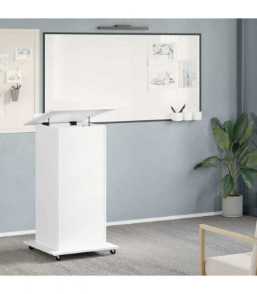 vidaXL Lectern with Wheels & Drawer White 55x55x107 cm Engineered Wood