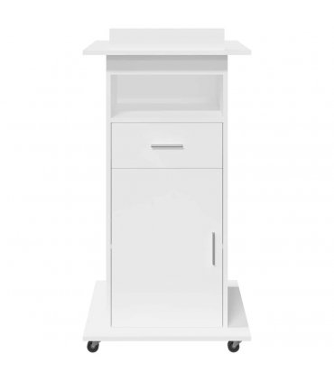 vidaXL Lectern with Wheels & Drawer White 55x55x107 cm Engineered Wood