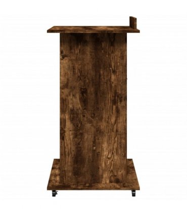 vidaXL Lectern with Wheels & Drawer Smoked Oak 55x55x107 cm Engineered Wood