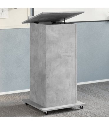 vidaXL Lectern with Wheels & Drawer Concrete Grey 55x55x107 cm Engineered Wood